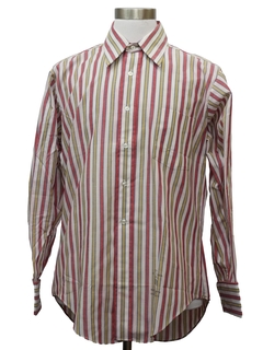 1960's Mens Striped French Cuff Mod Shirt