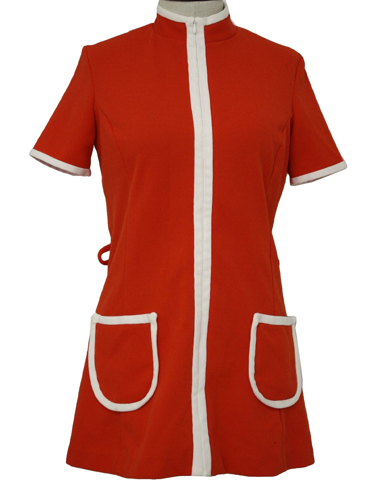 dress 60s missing label womens red double knit polyester mini dress ...