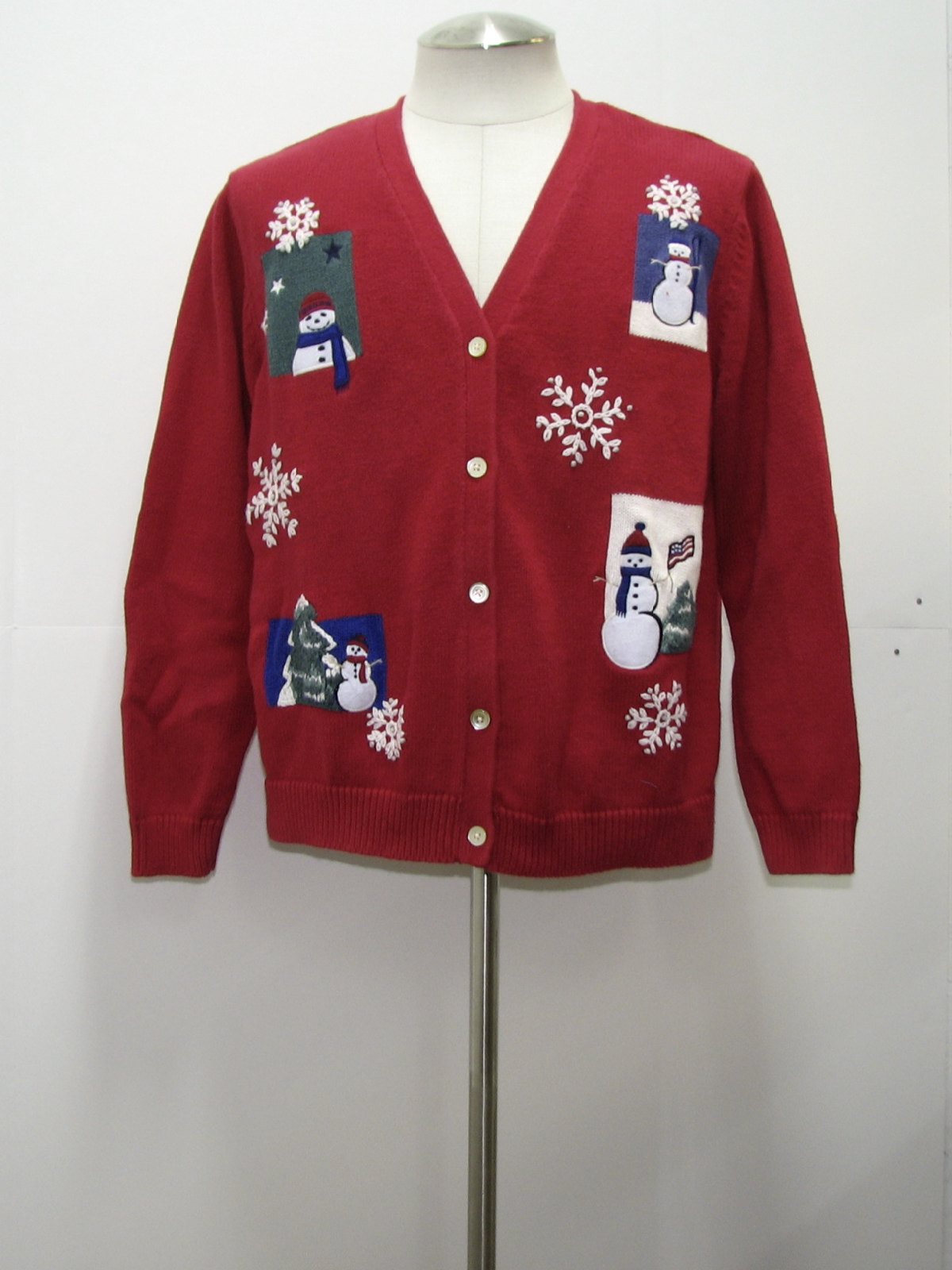 Ugly Christmas Cardigan Sweater Classic Elements Unisex Red