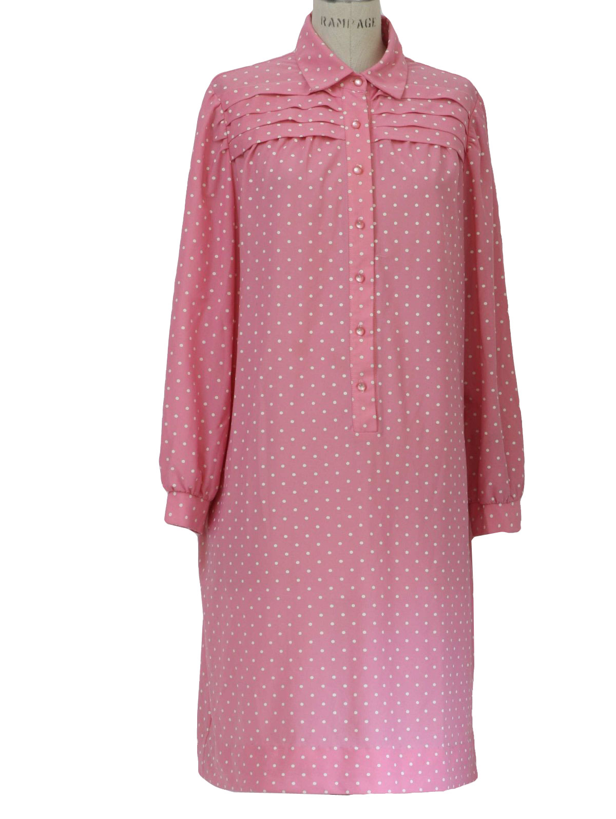 1970 s sears house dress 70s sears womens pink with white polka dot ...