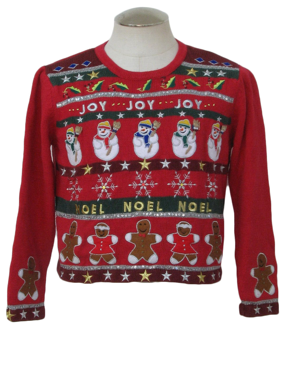 Womens Ugly Christmas Sweater: -Reference Point- Womens red background