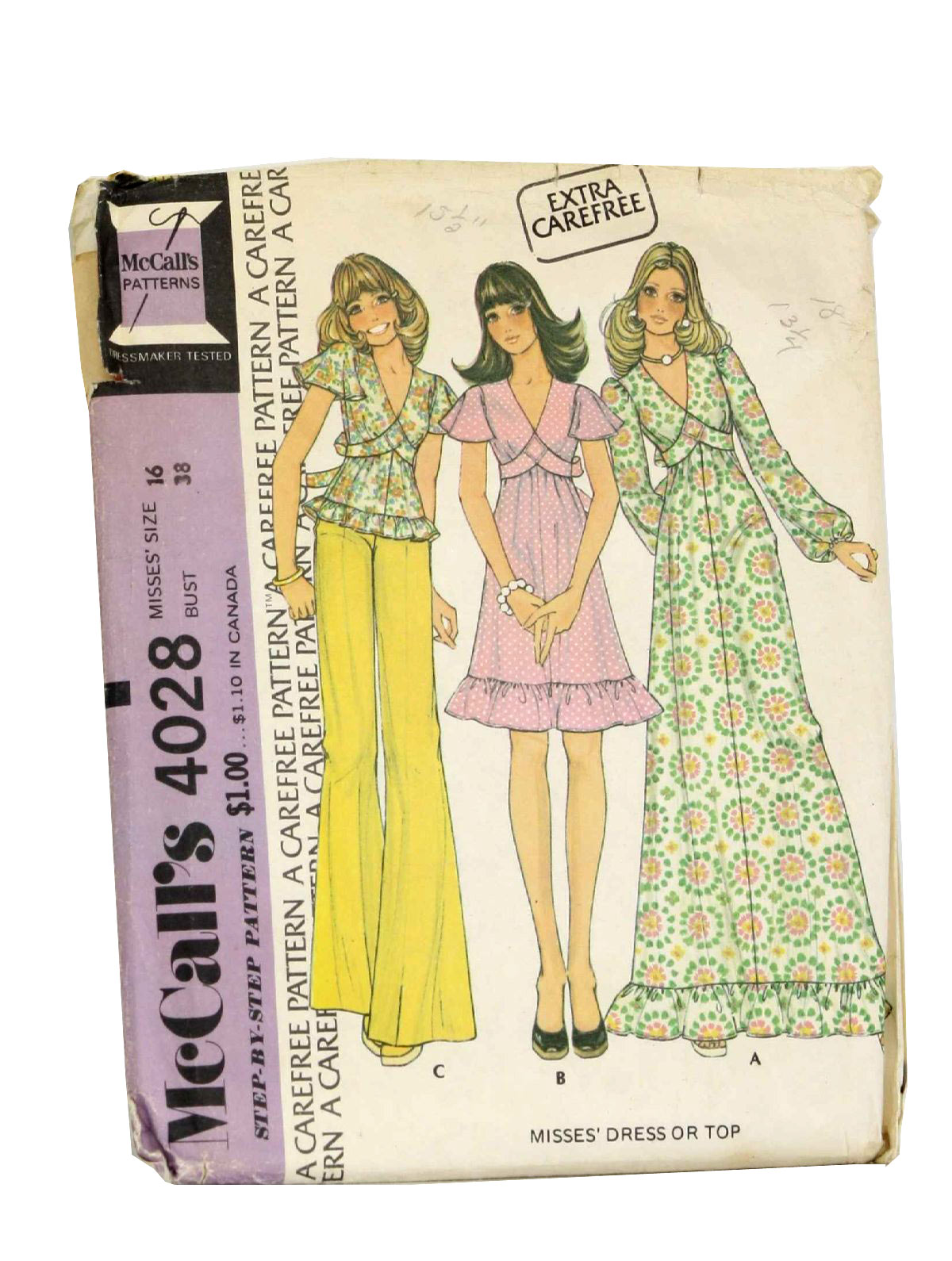 Mccalls No4028 70s Vintage Sewing Pattern 70s Mccalls No4028 Womens Mod Style Top Or Dress 9423