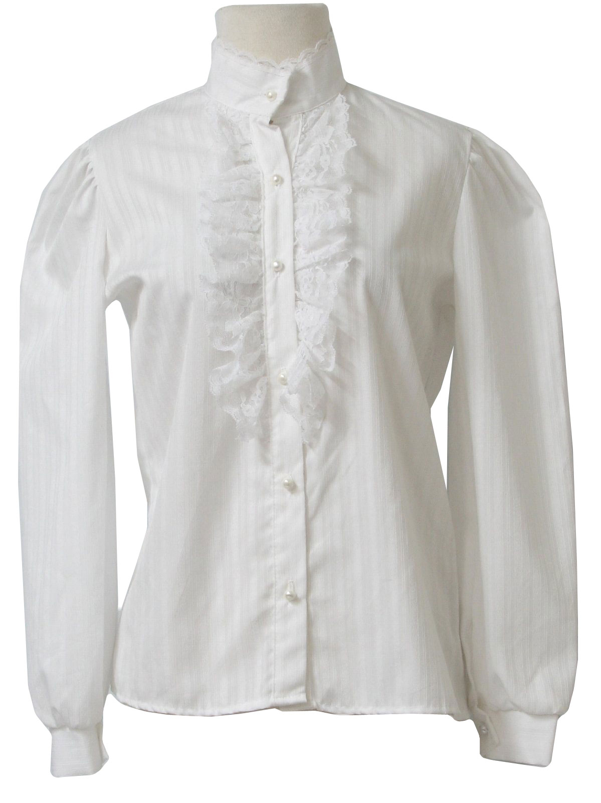 white button up ruffle shirt