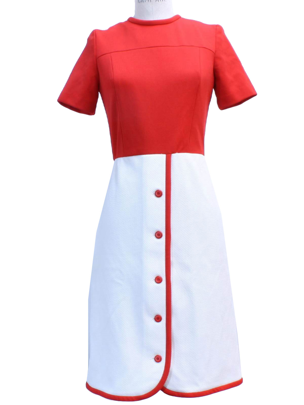 mod knit dress. A button front skirt with banded trim down the front ...