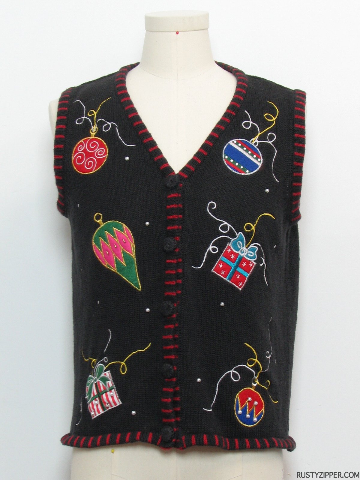 Womens Ugly Christmas Sweater Vest: -holiday Editions- Womens Black 