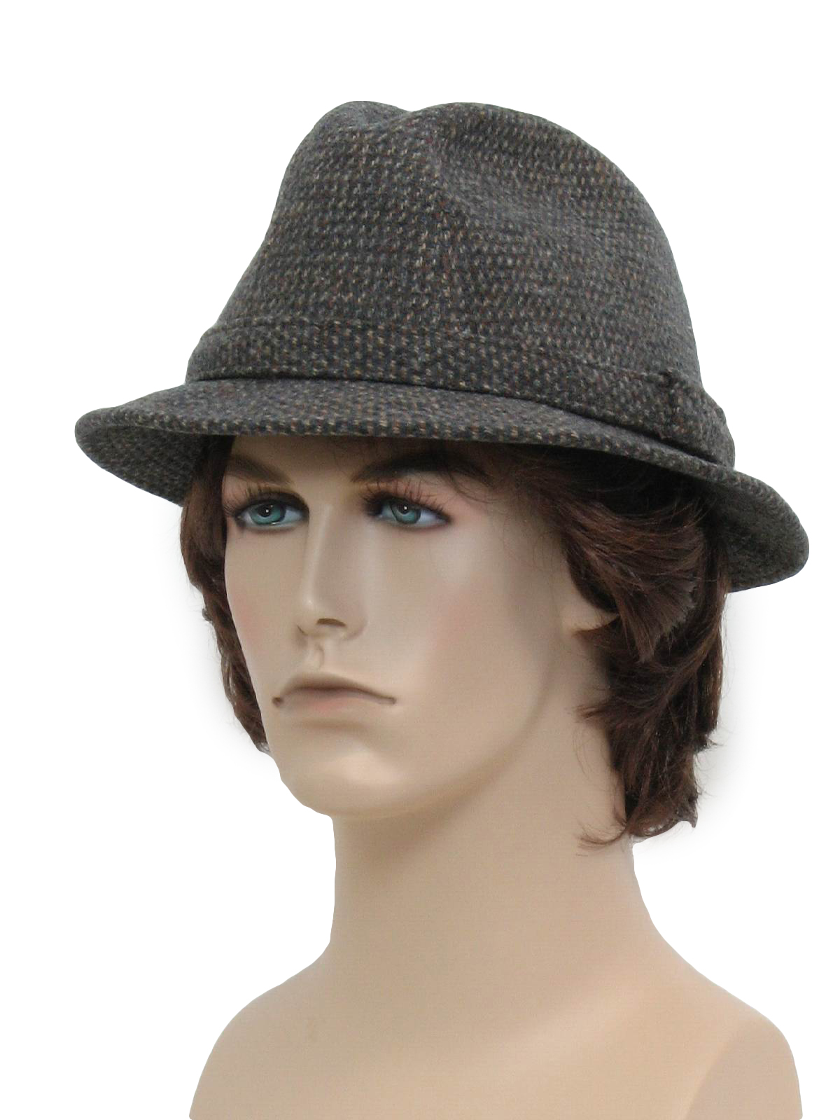 Seventies Vintage Hat 70s DorfmanPacific Co. Mens medium heather gray background with woven