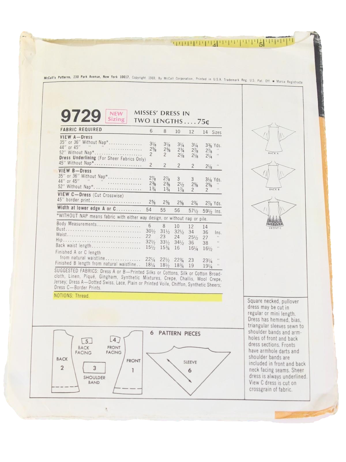 McCalls Pattern No 9729 60 S Vintage Sewing Pattern 60s McCalls