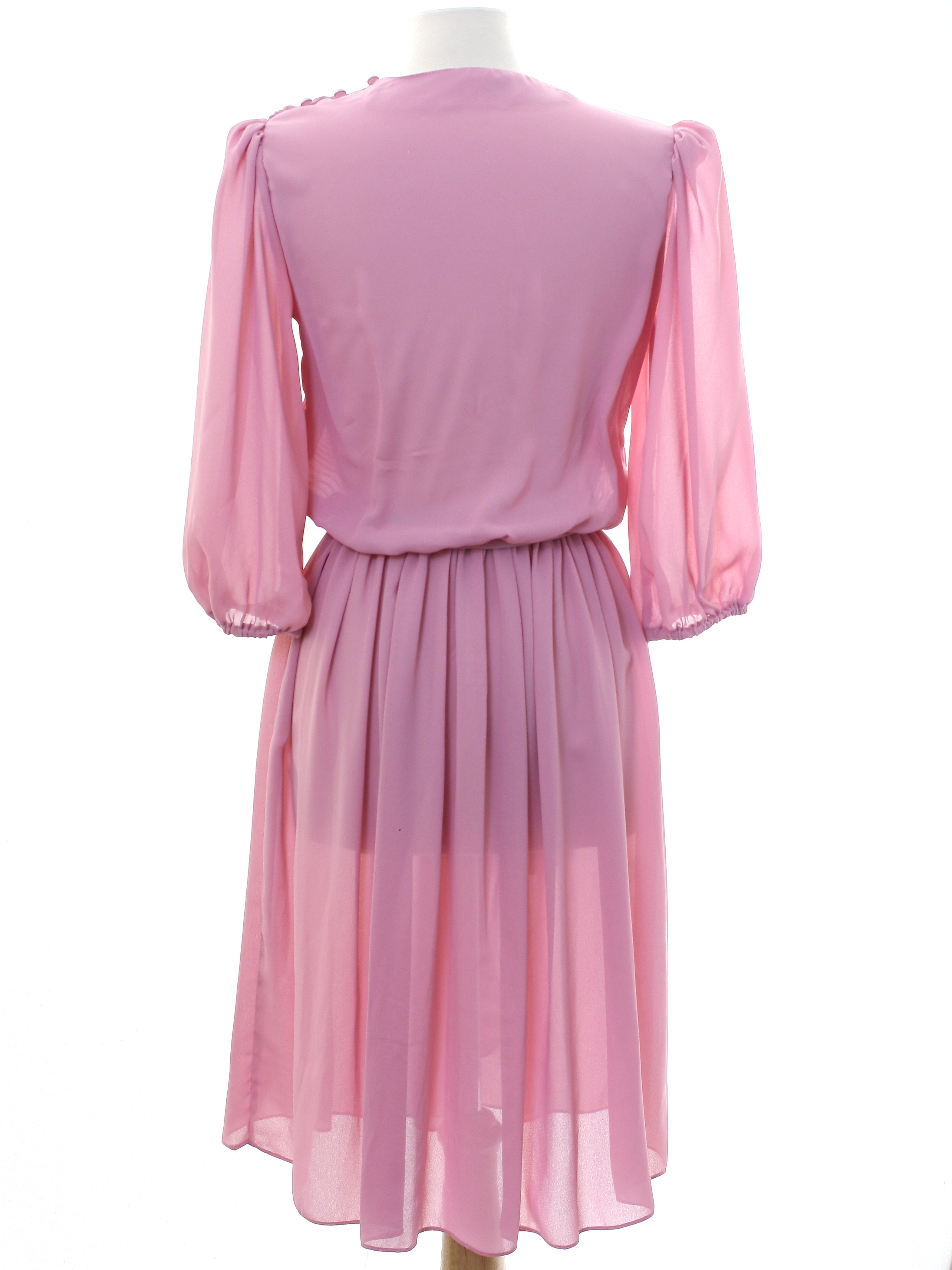 1970 S Retro Disco Dress Late 70s Variations Womens Mauve Polyester