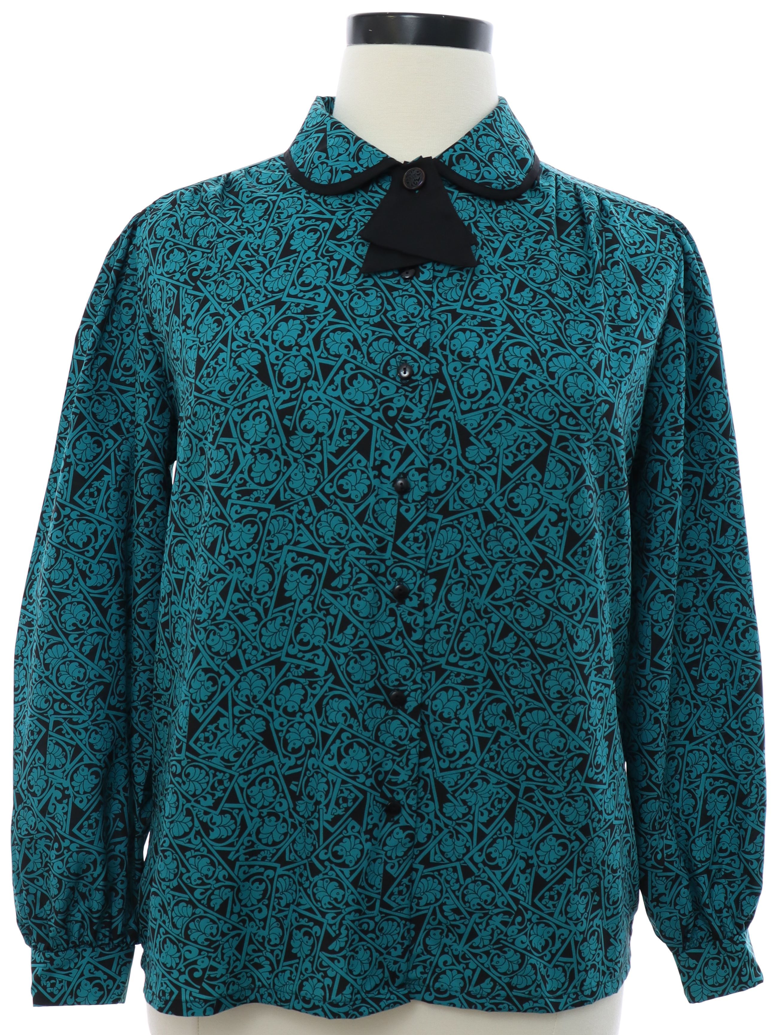 S Vintage Shirt S Judy Bond Womens Teal And Black Lightweight