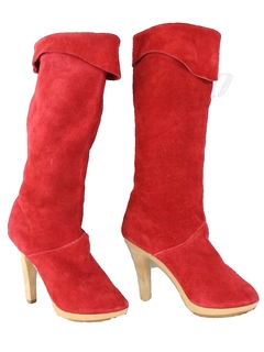 1980's Womens Accessories - Totally 80s Suede Leather Boots