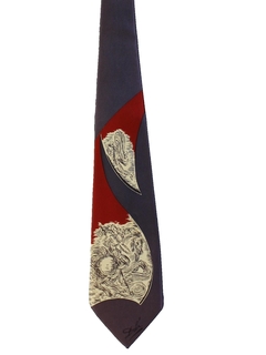 1940's Mens Salvador Dali Design Wide Swing Necktie