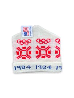 1980's Unisex Accessories - 1984 Olympics Intarsia Knit Ski Beanie Hat