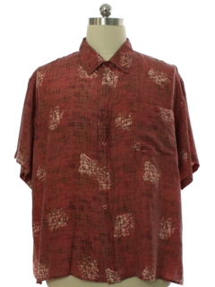 1990's Mens Lightweight Handkerchief Silk Graphic Print Sport Shirt