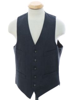 1980's Mens Dark Grey Pinstriped Suit Vest