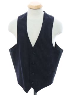 1990's Mens Dark Blue Pinstriped Suit Vest