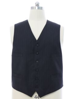 1990's Mens Black and Grey Pinstriped Suit Vest