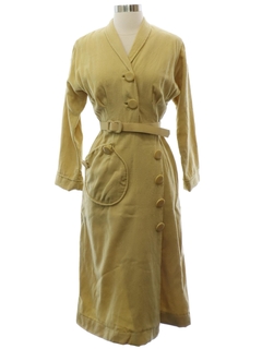 1940's Womens Myrtle Vaughn Wool Dress