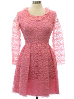1960's Womens Mod Lace Cocktail Mini Dress