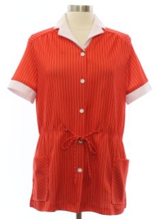 1960's Womens Mod Knit Waitress or Brady Bunch Style Shirt