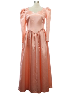 1980's Womens Totally 80s Princess Style Satin Prom Or Cocktail Dress