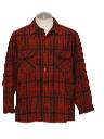 Retro Sixties Wool Shirt: Early 60s -Pendleton- Mens red, moss green