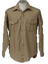 Retro Seventies Shirt 70s The Aviator Mens Khaki Tan Polyester And