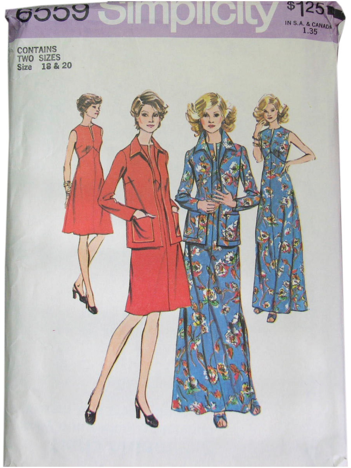 Vintage 70s Sewing Pattern 70s Simplicity Pattern No. 6559 Misses