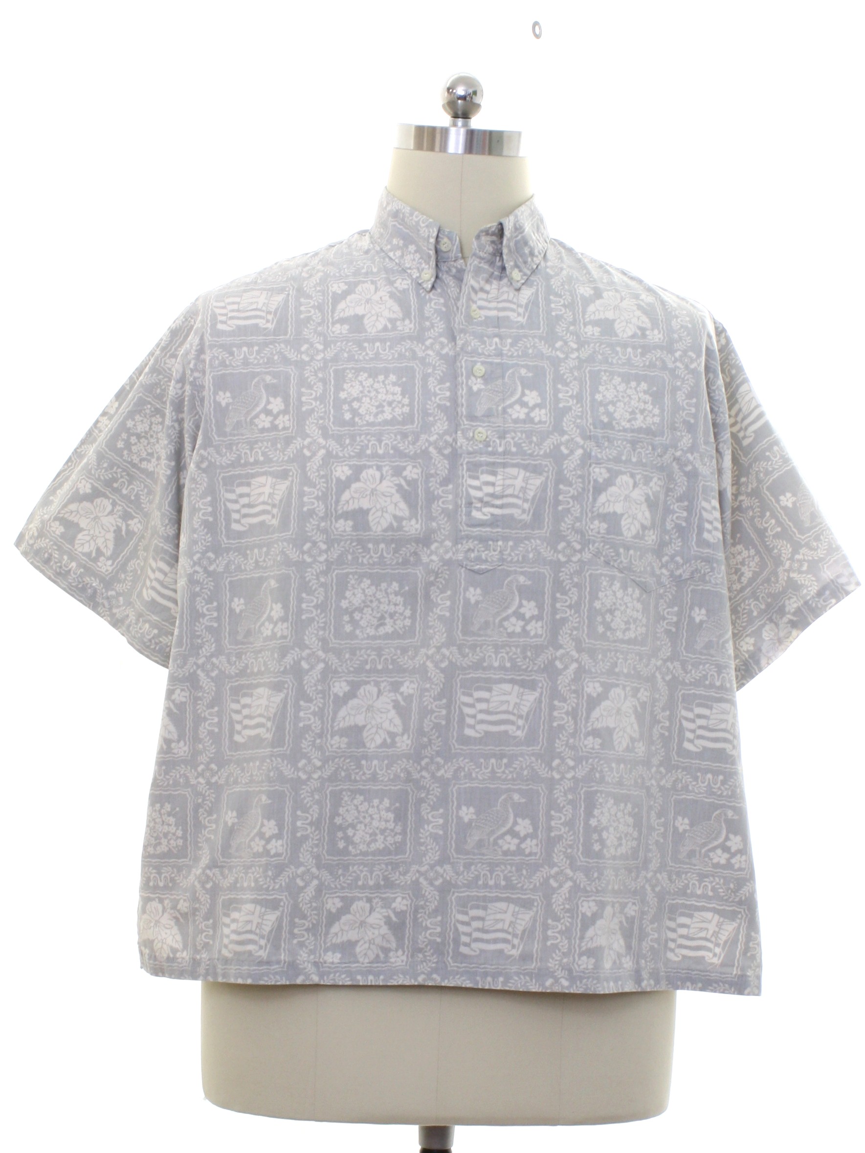 80s Vintage HAWAIIAN Shirt REYN SPOONER Reverse Print Mens 