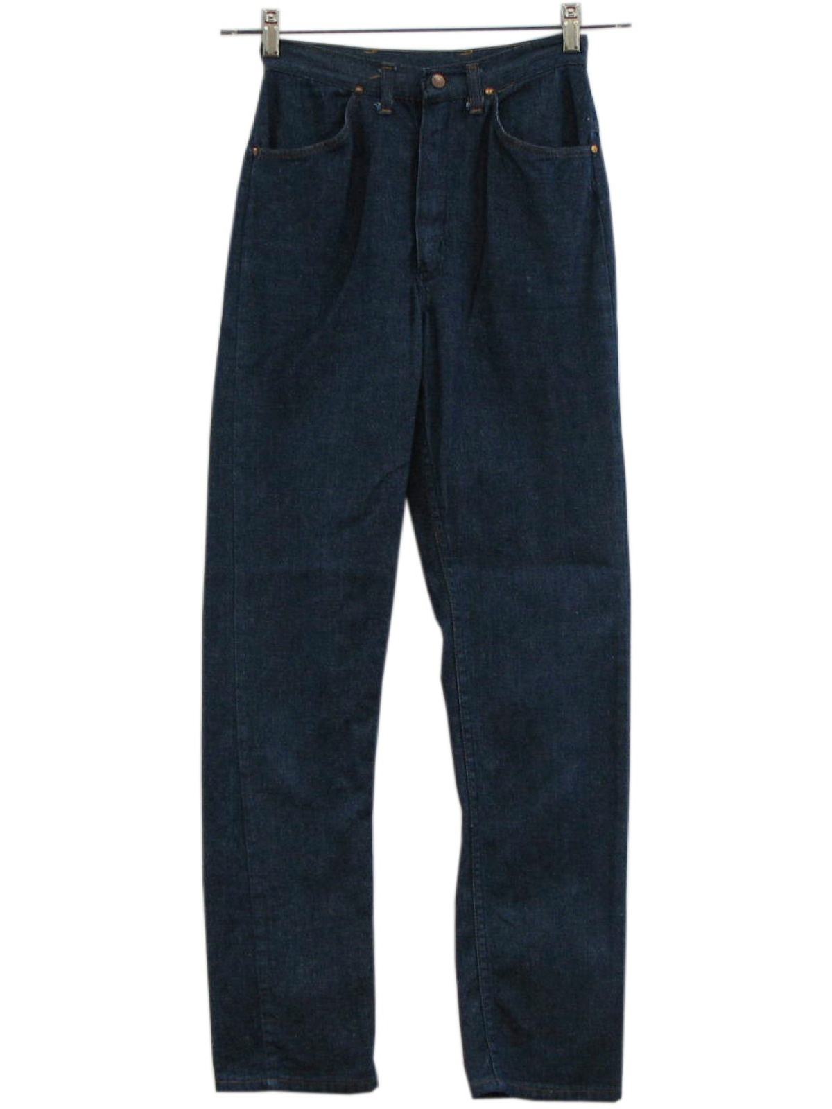 60's 60s Pants: Mid-60s -Wrangler- Womens dark blue cotton denim with ...