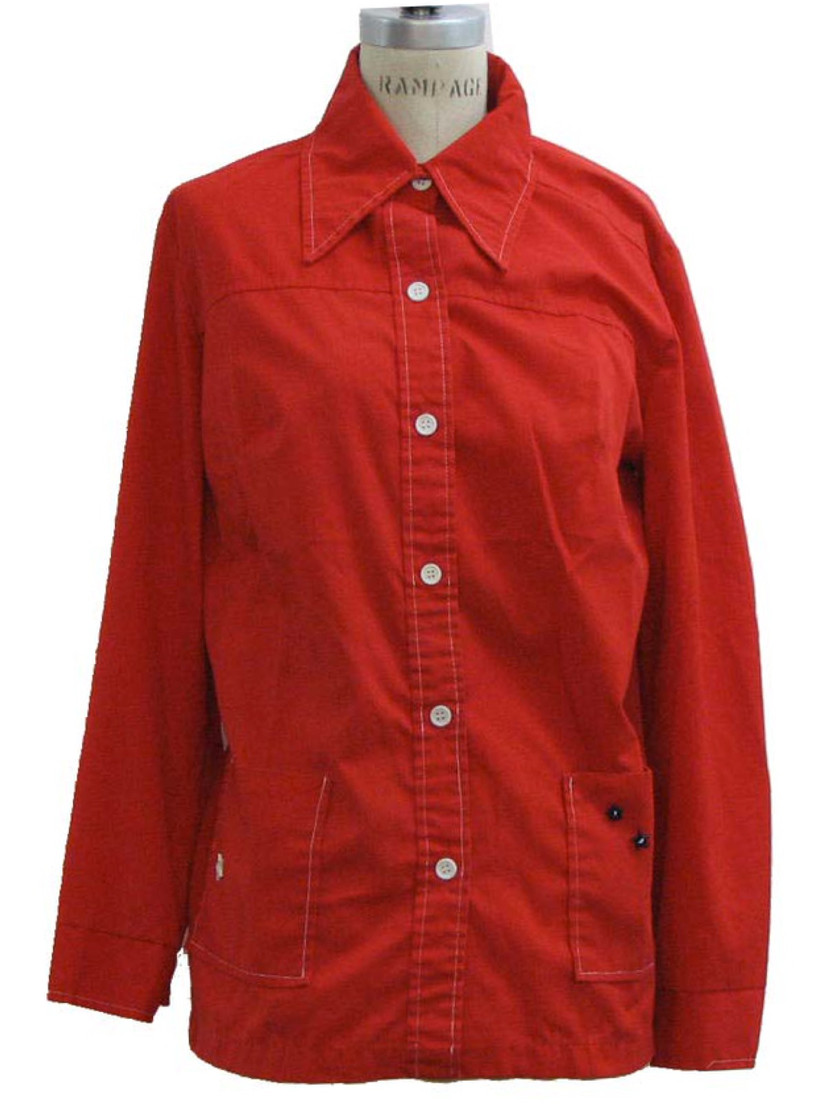 Retro 1970's Shirt (Sears) : 70s -Sears- Womens red blended cotton ...
