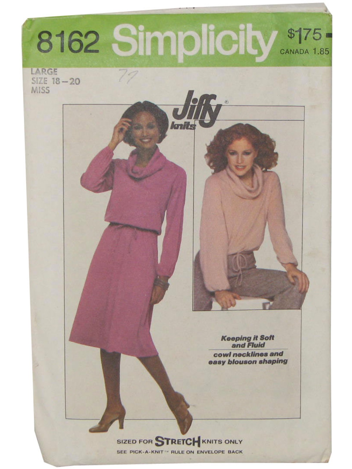 Retro 1970's Sewing Pattern (Simplicity 8162) 70s Simplicity 8162 Womens sewing pattern for