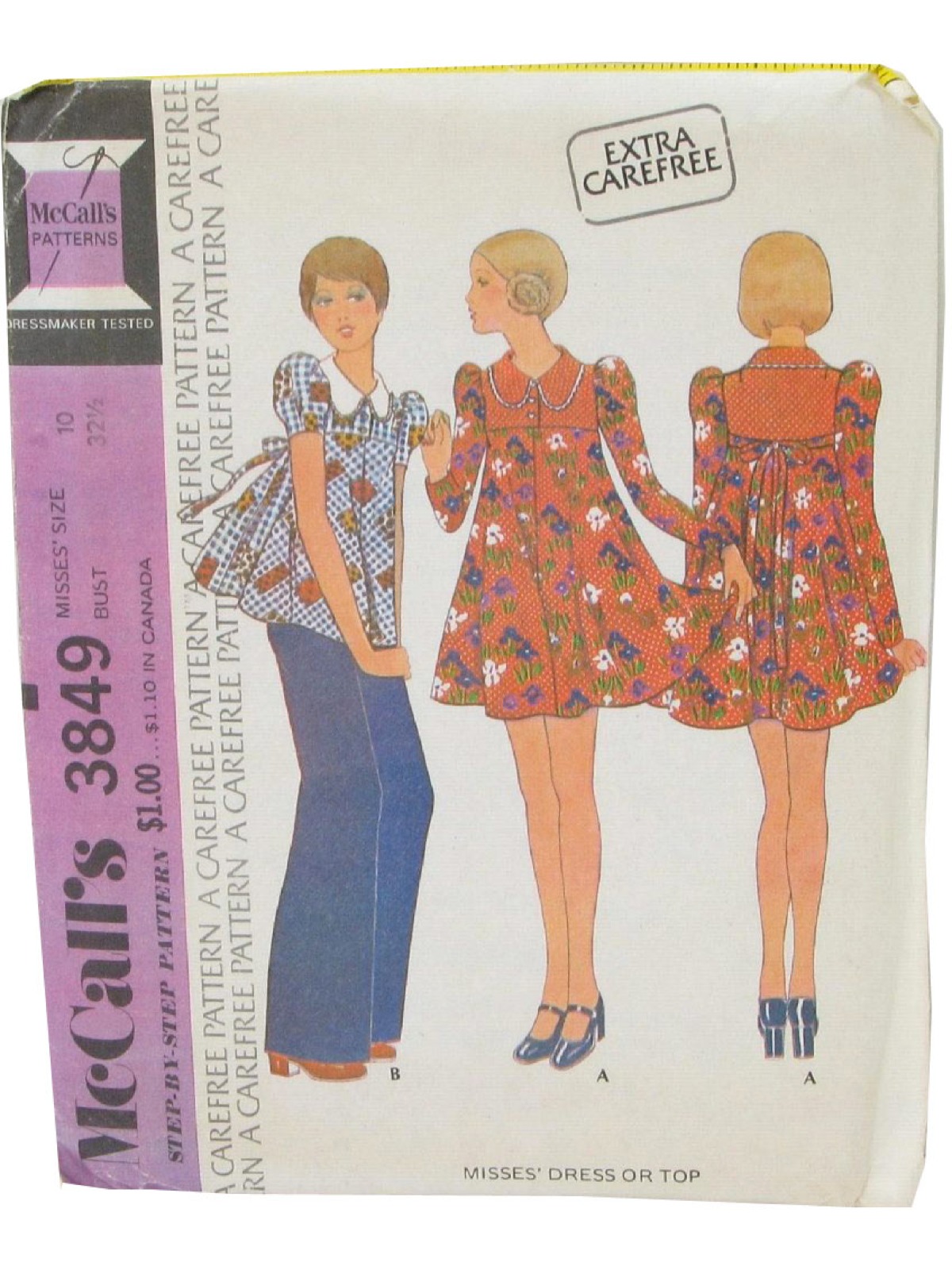 Vintage McCalls 3849 1970s Sewing Pattern 1973 McCalls 3849 Womens