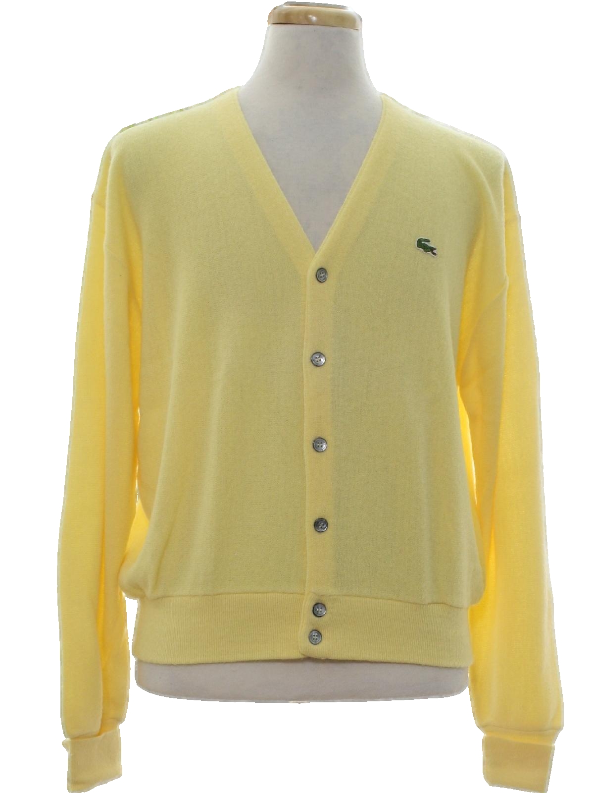 80's Vintage Caridgan Sweater: 80s -Izod- Mens butter-yellow acrylic ...