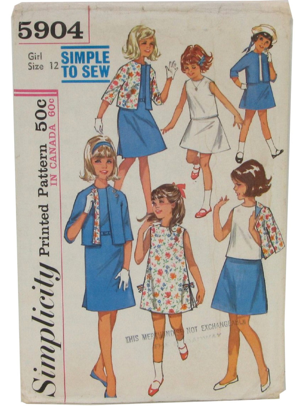 Sixties Sewing Pattern 60s Simplicity Pattern No 5904 Childs And Girls One Piece Dress Or Top Skirt And Jacket Simple To Sew Sleeveless And Collarless Dress Or Top Has Back Zipper Closing Dress