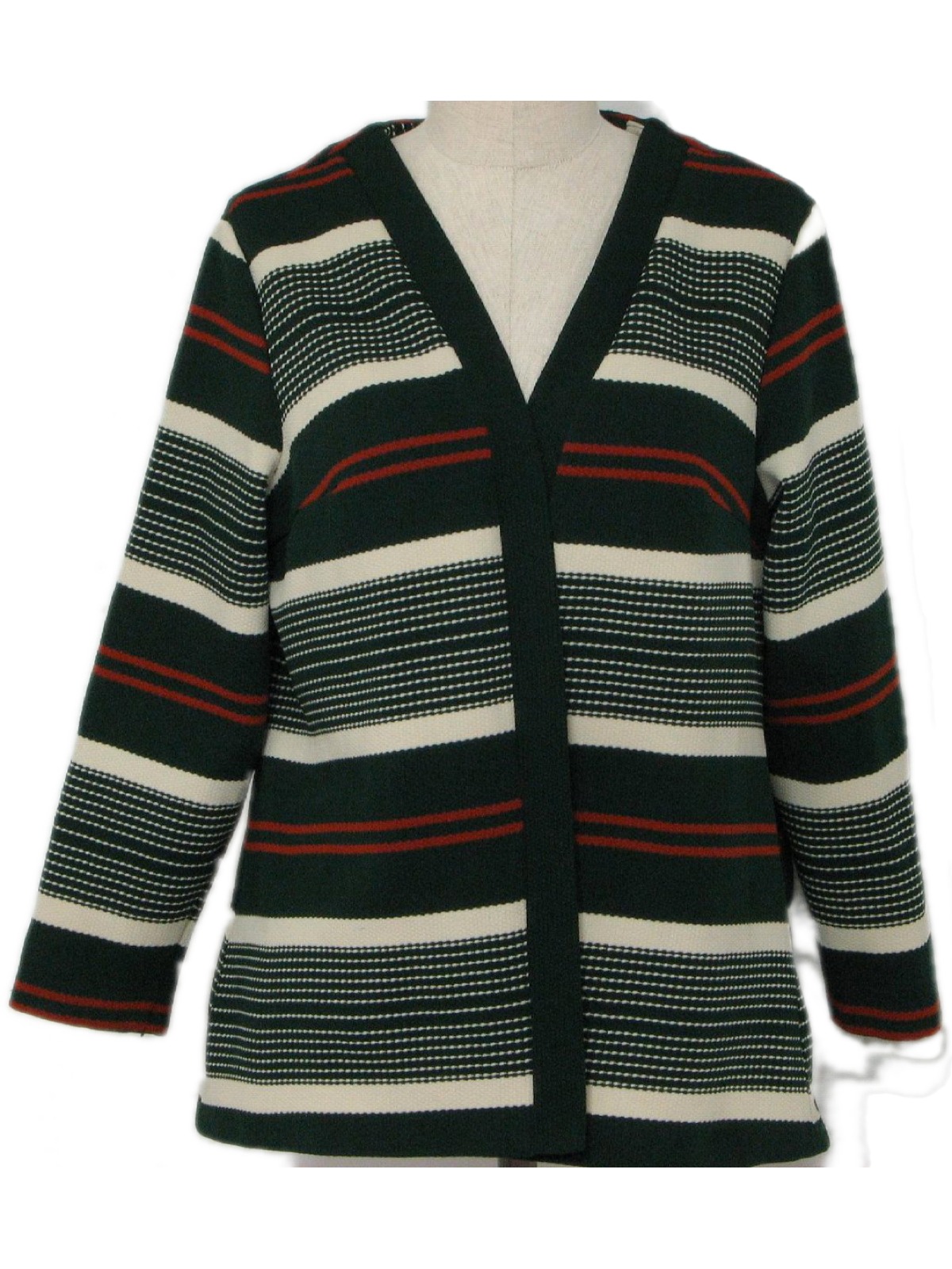 Retro 70's Caridgan Sweater: 70s -Missing Label- Womens green, cream ...