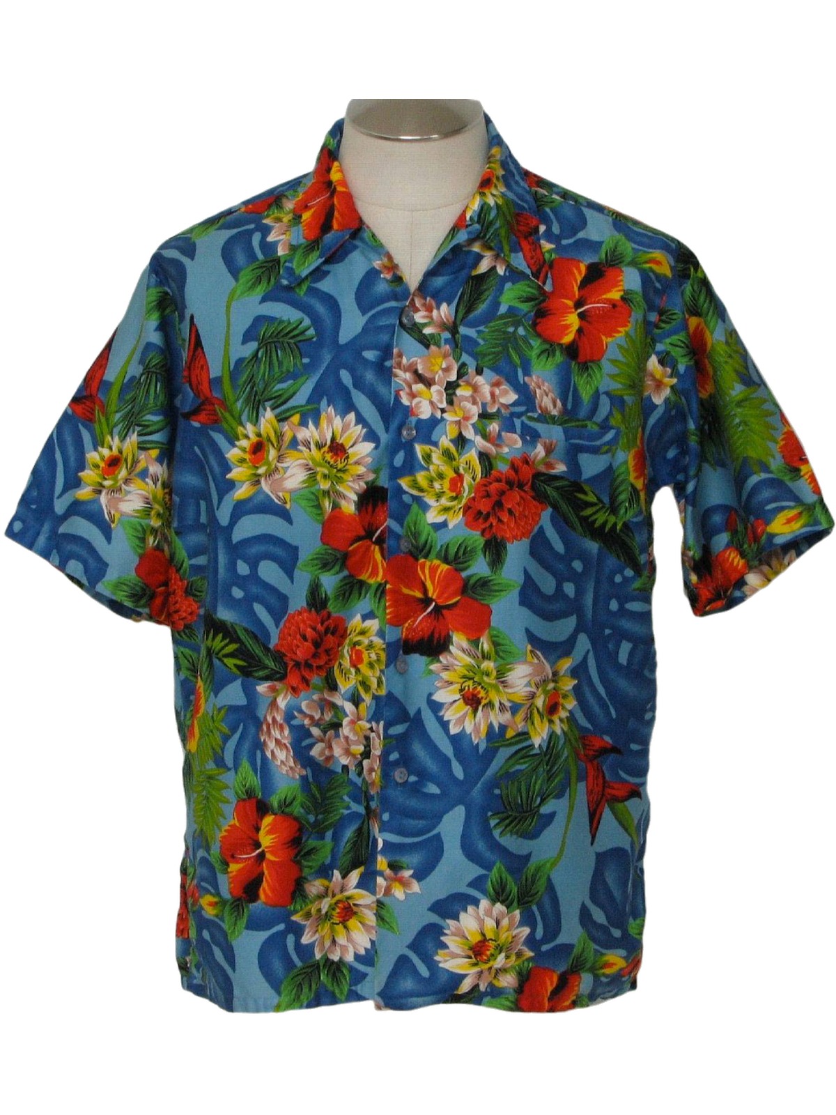 70s Retro Hawaiian Shirt: 70s -Barefoot in Paradise- Mens tangerine ...