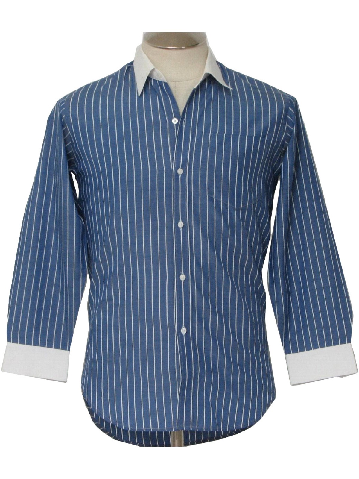 Vintage Vashi 90's Shirt: 90s -Vashi- Mens blue, white striped custom ...