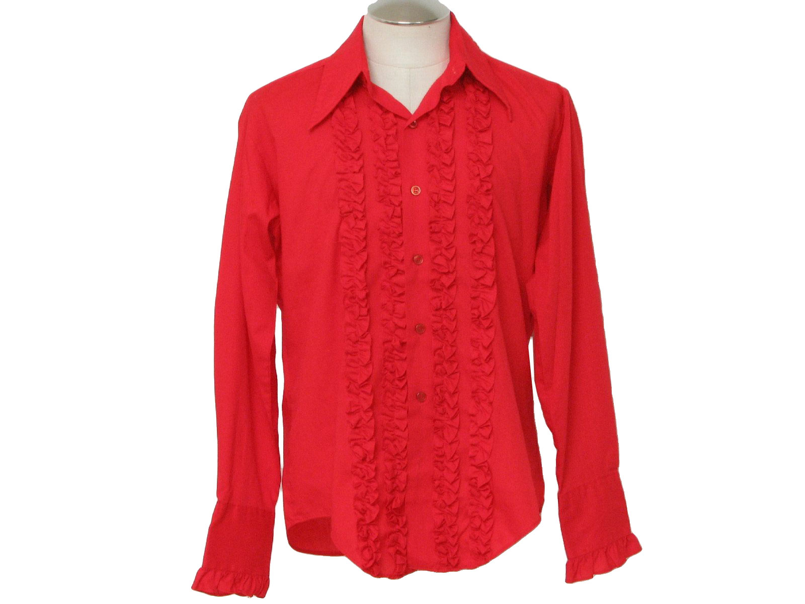 70s Shirt (Monzini): 70s -Monzini- Mens red cotton and polyester ...