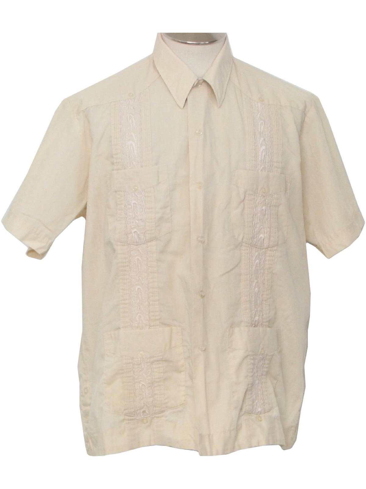 Retro 1980's Guayabera Shirt (Haband) : 80s -Haband- Mens beige cotton ...