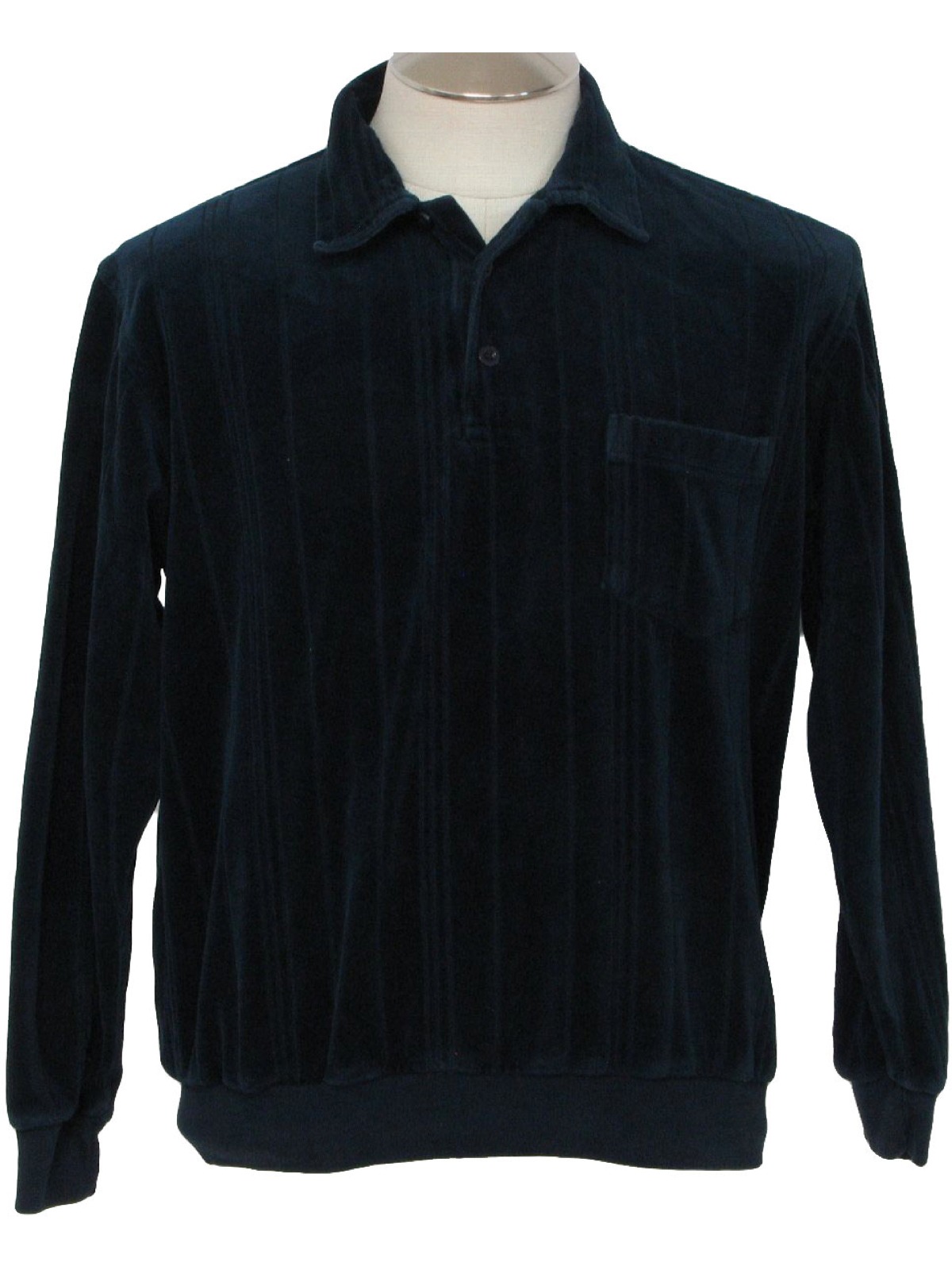 1980's Vintage John Blair Velour Shirt: 80s -John Blair- Mens midnight ...