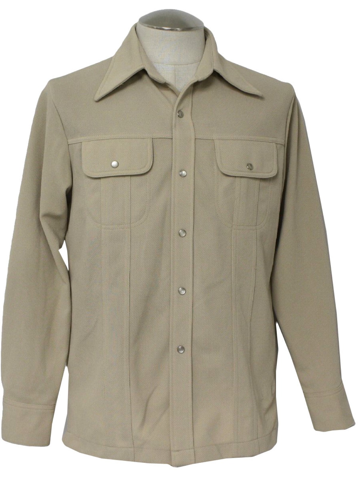 1970's Retro Jacket: 70s -Kings Road- Mens tan textured polyester ...