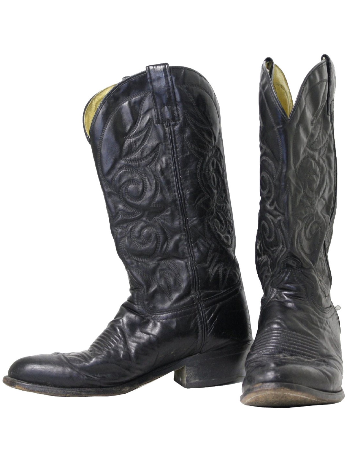 1980's Shoes (Texas): 80s -Texas- Mens black pointy cowboy boots with ...