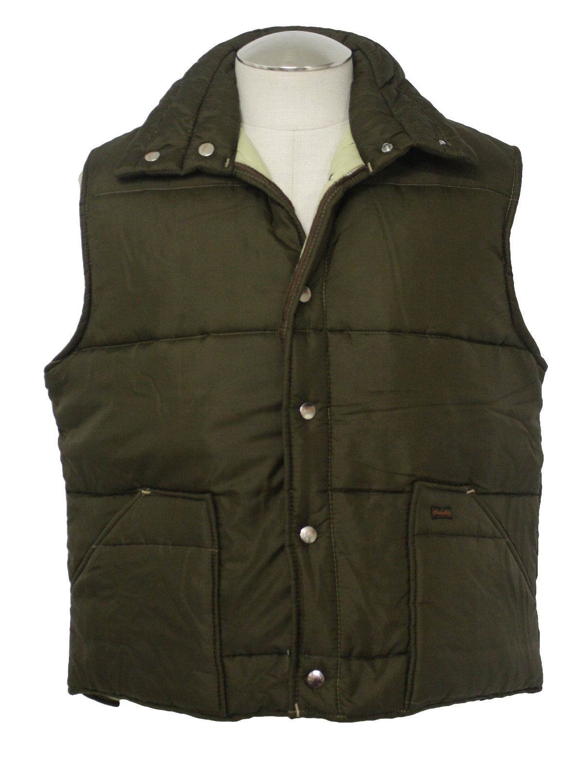 1980's Vintage Wrangler Vest: 80s -Wrangler- Mens dark brown nylon ...