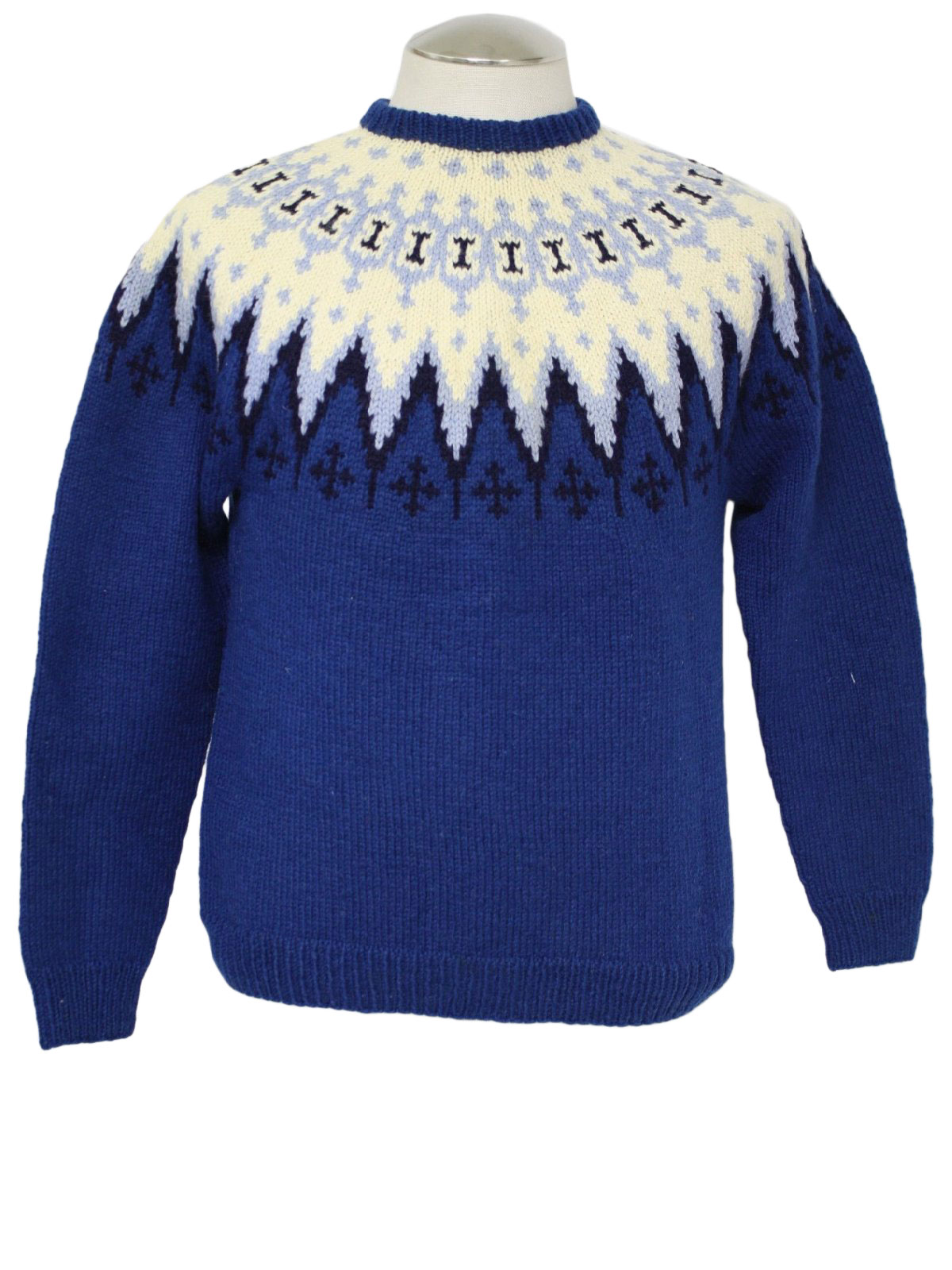 Seventies Saga Knits Sweater: Early 70s -Saga Knits- Mens shaded blue ...