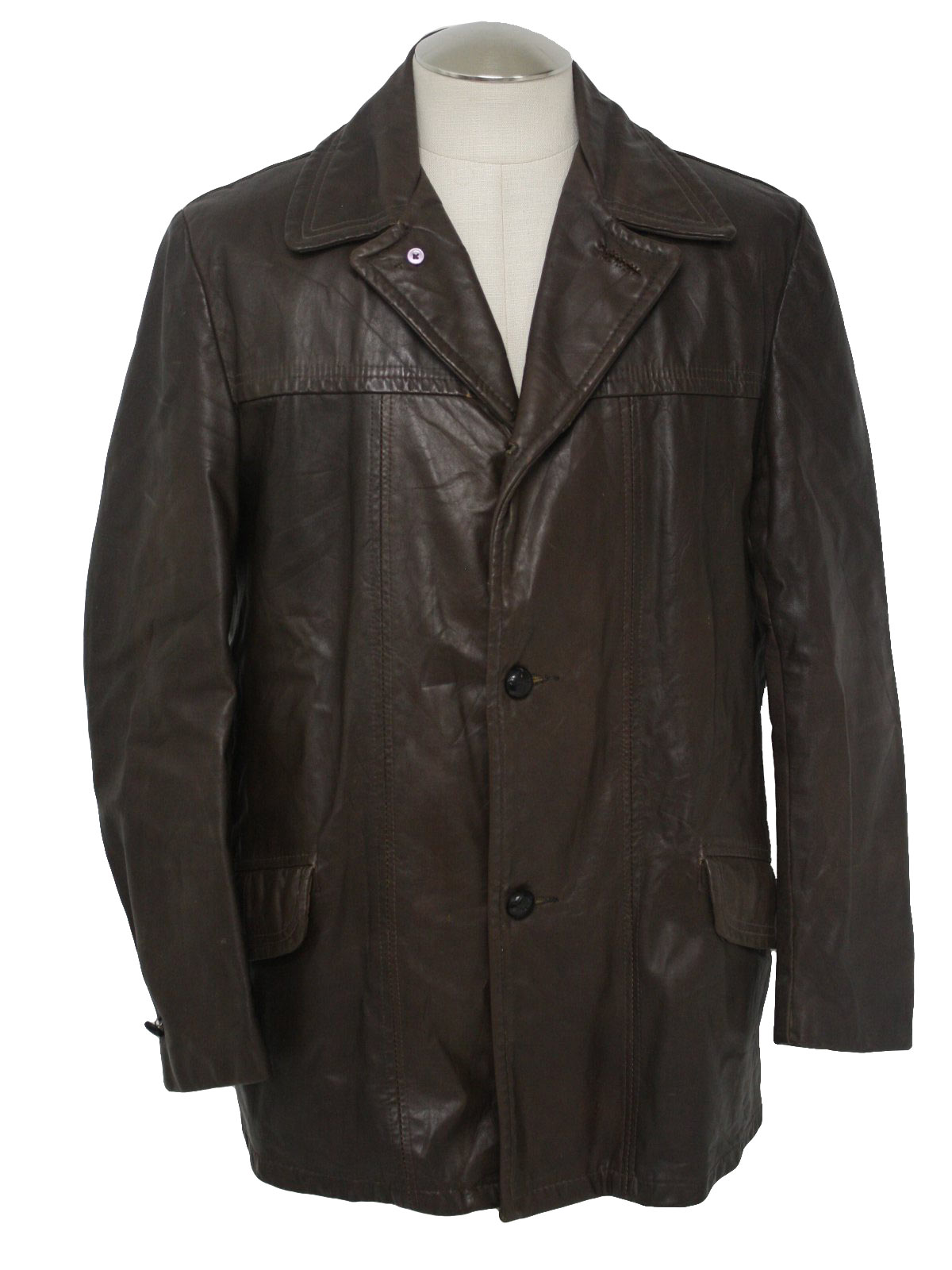 Seventies Vintage Leather Jacket: 70s -Genuine Leather- Mens dark ...