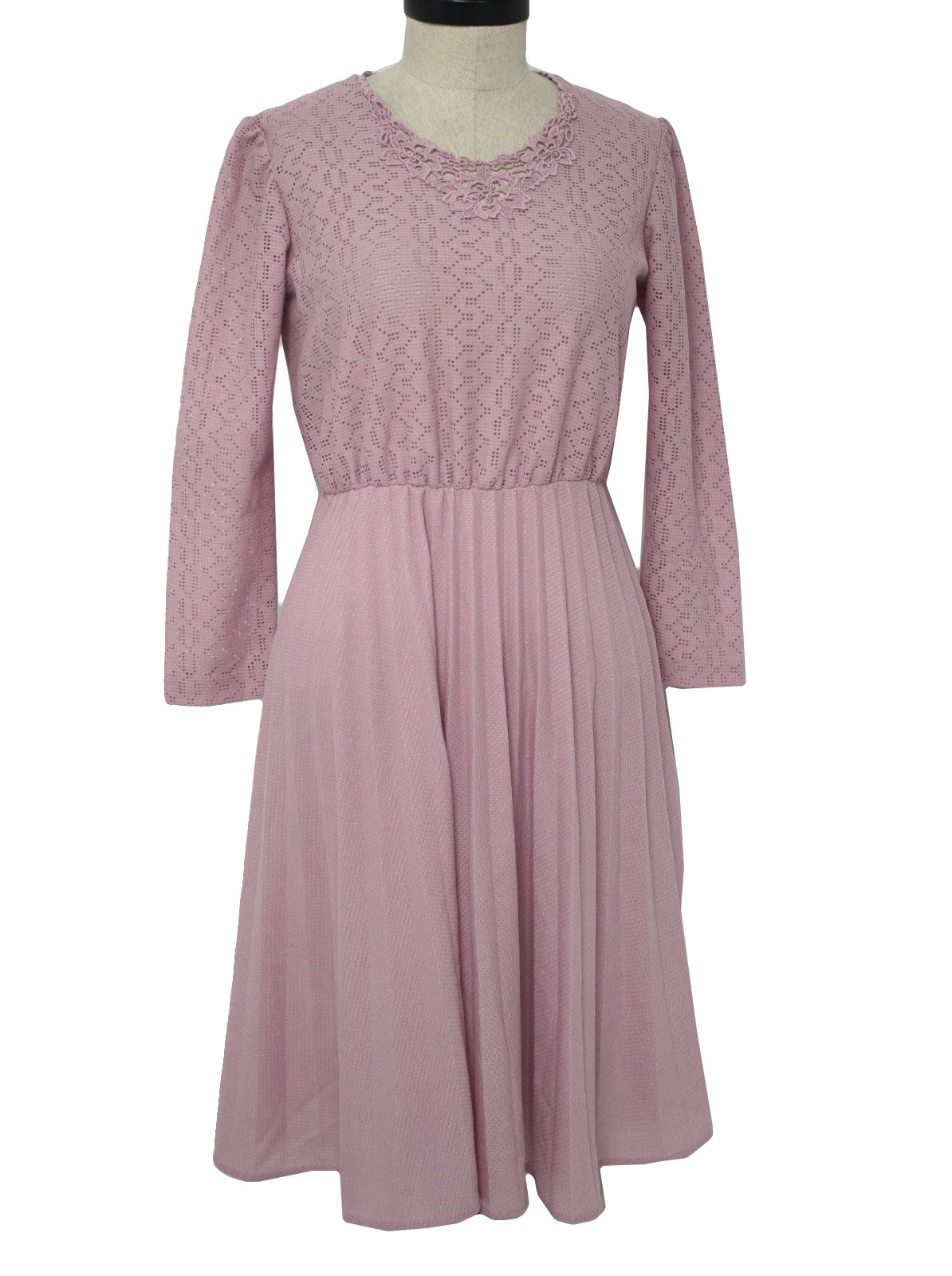 1970s Vintage Dress: 70s -Jennifer Gee- Womens lilac polyester double ...