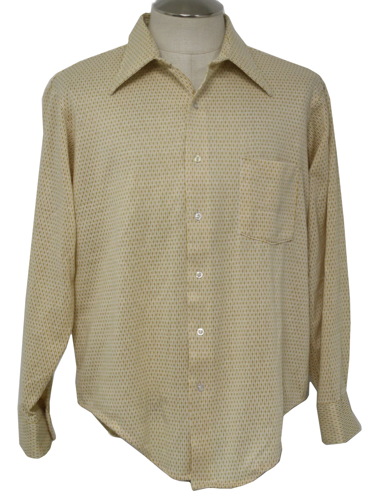 Van Heusen 1970s Vintage Shirt: 70s -Van Heusen- Mens dusty gold and ...
