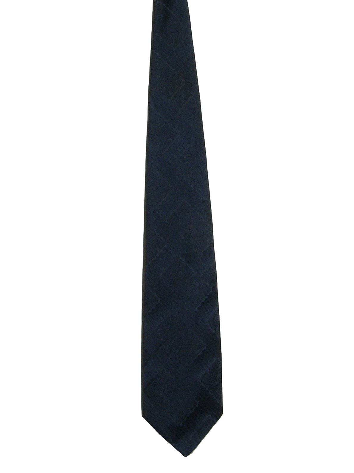 Seventies Damon Neck Tie: 70s -Damon- navy blue colored wide polyester ...