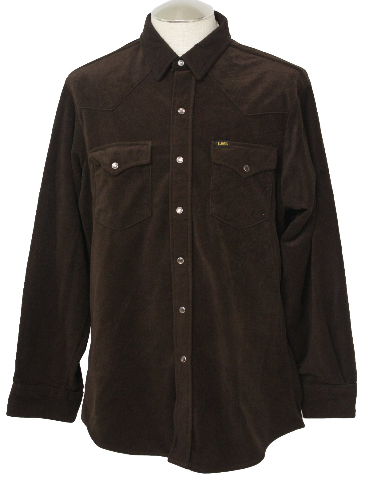 1980's Vintage Lee Jacket: 80s -Lee- Mens brown polyester leisure shirt ...