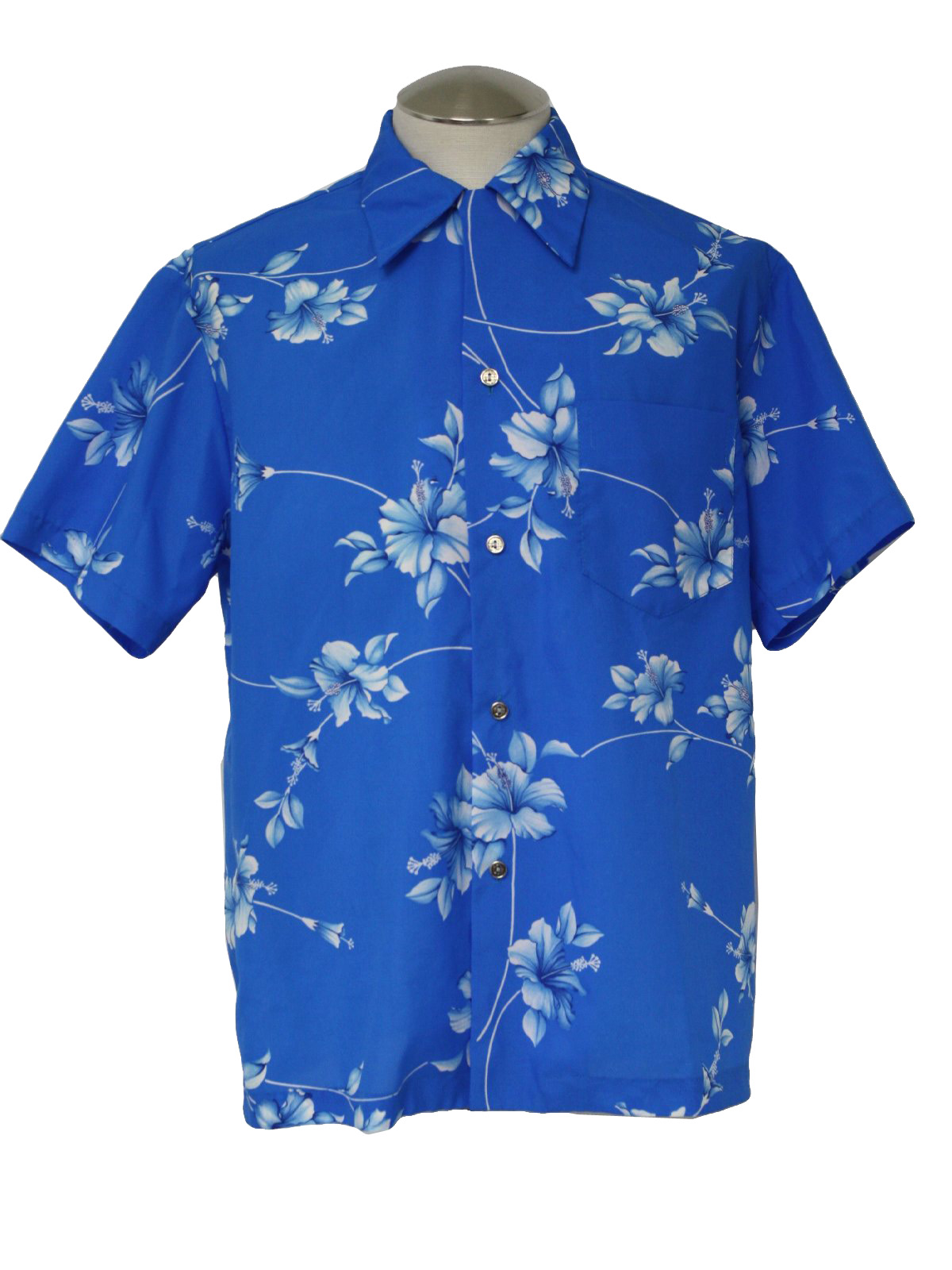 Retro Seventies Hawaiian Shirt: 70s -Royal Chicago- Mens blue and white ...